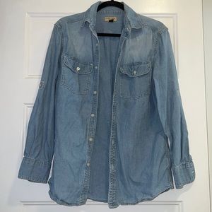 Mens 100% cotton denim button down